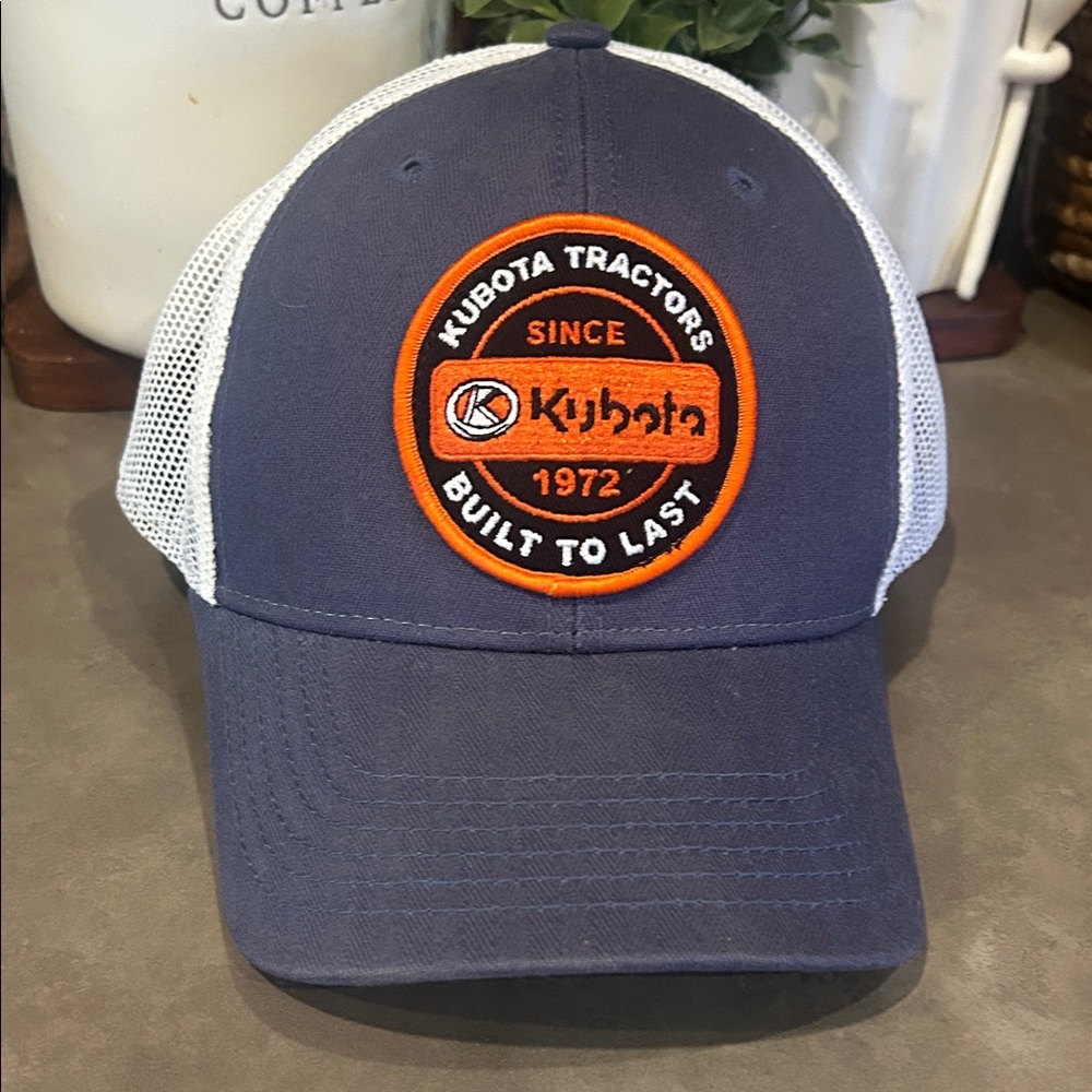 Kubota Tractors Blue and White Trucker Cap Built to Last